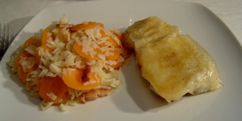 Croustillant de cabillaud et son riz aux carottes undefined