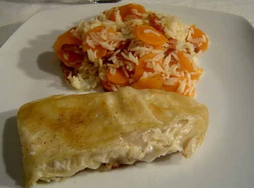 Croustillant de cabillaud et son riz aux carottes undefined