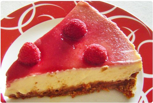 cheesecake-framboise21 Cheesecake à la framboise et coulis de fruits rouges