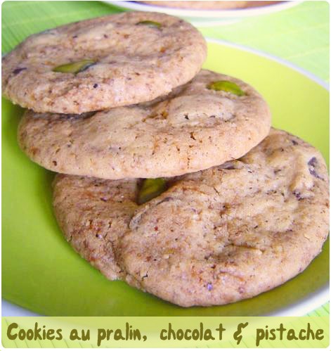 cookie-pralin-chocolat21 Cookies au pralin, pépites de chocolat et pistache