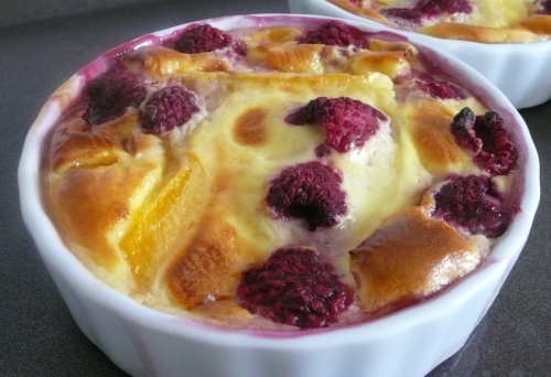 flan-peche-framboise Flan aux pêches et aux framboises