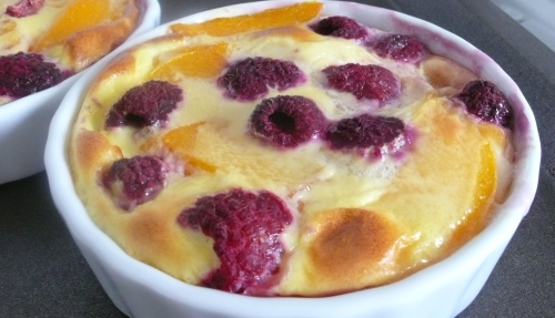 flan-peche-framboise2 Flan aux pêches et aux framboises