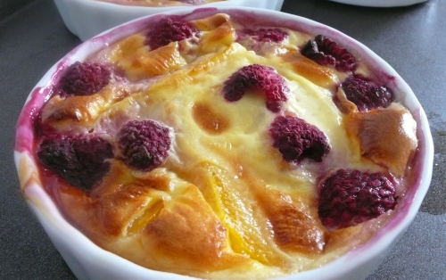 flan-peche-framboise3 Flan aux pêches et aux framboises