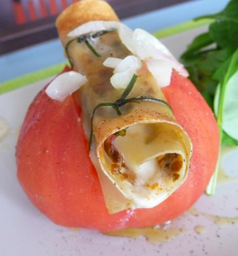 Canneloni italien sur son écrin de tomate