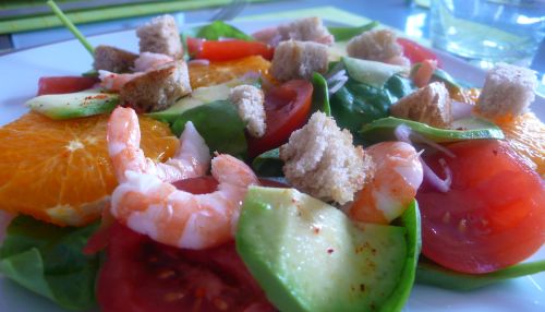 Salade de crevettes aux agrumes Salade crevettes agrumes