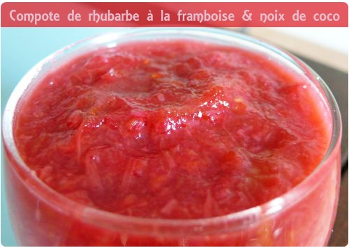 compote-rhubarbe1 Compote de rhubarbe à la framboise et noix de coco