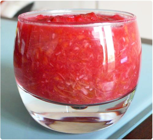 compote-rhubarbe21 Compote de rhubarbe à la framboise et noix de coco