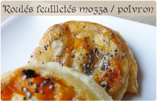 roule-mozza-poivron-pavot Roulés feuilletés à la mozza/poivron confit et pavot