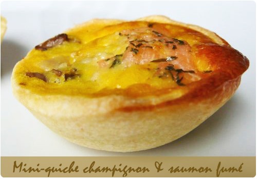tartelette-champignon-saumon1 Mini quiche de champignons au saumon fumé
