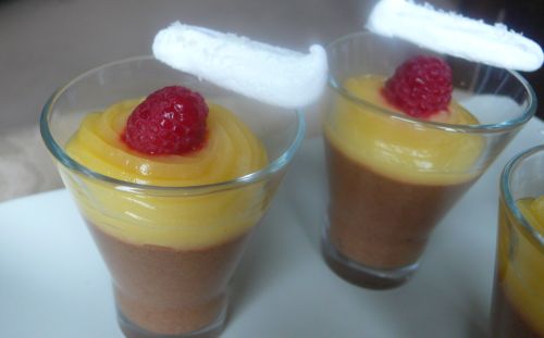 verrine-mousse-choco2 Verrines de mousse au chocolat et crème citronnée mouillettes meringuées noix de coco