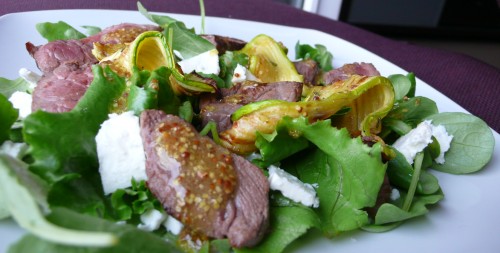 boeuf-tiede-feta-courgette4 Boeuf tiède, courgettes grillées et feta