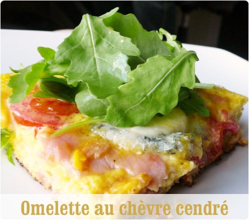 omeletteechevre2 Omelette de chèvre sainte maure, tomates cerises et bacon