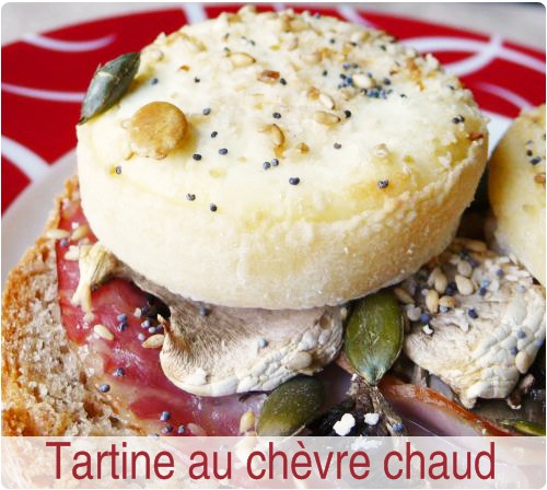 tartineechevre-chaud21 Tartine de chèvre de Chavignol, bacon et petites graines