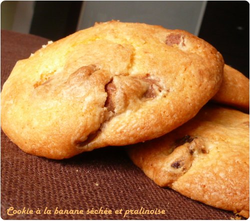 cookie-banane-pralinoise3 Cookies à la banane séchée et pralinoise