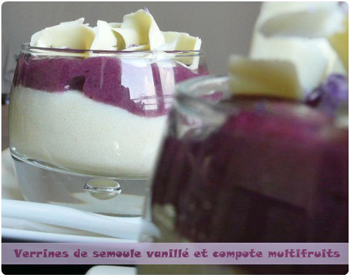 semoule-vanille-compote Verrines de semoule vanillée et compote multifruits