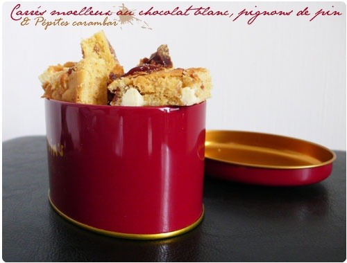carre-chocolat-blanc-pignon-carambar Carrés moelleux aux pignons, Carambar et chocolat blanc