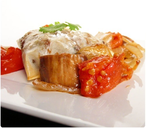 Pastilla dagneau et légumes confits au miel et balsamique